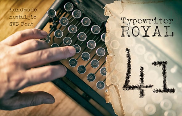 Unique handmade typewriter SVG Font typeface from 1941