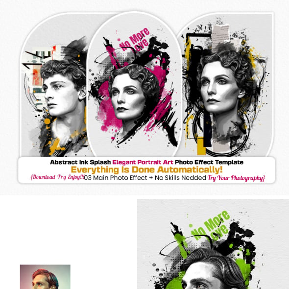 Abstract Ink Splash Elegant Portrait