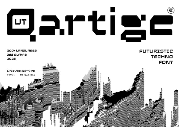UT Qartige - A Techno-futuristic Typeface