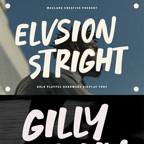 Elvsion Stright Bold Playful Handmade Display Font