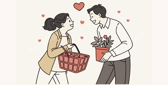 Romantic Couple Exchanging Gifts and Shopping Together