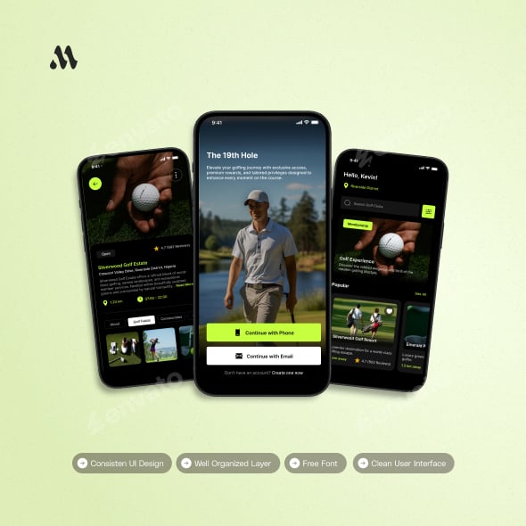 Golf Club - Mobile App UI Kit