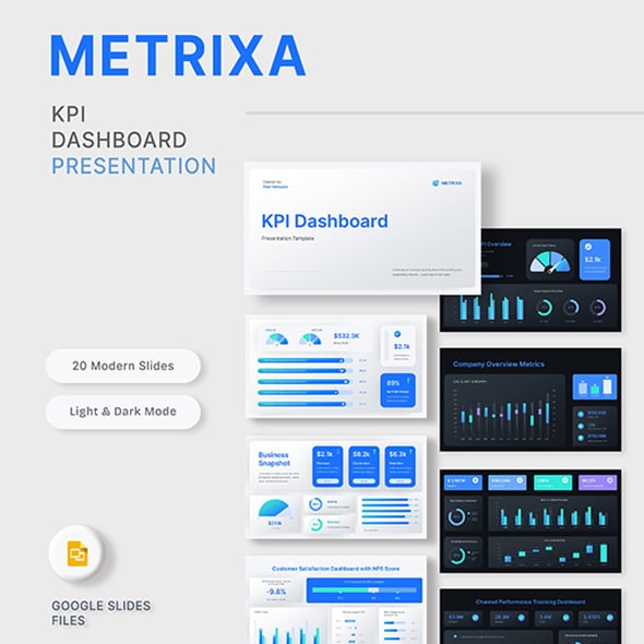 Metrixa - KPI Dashboard Google Slides Template