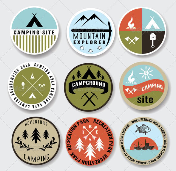 Camping Badges Set