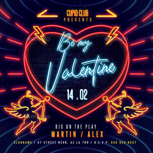 Neon Valentines Day Flyer Template