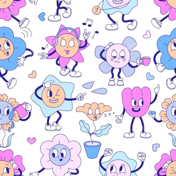 Groovy Flower Seamless Pattern