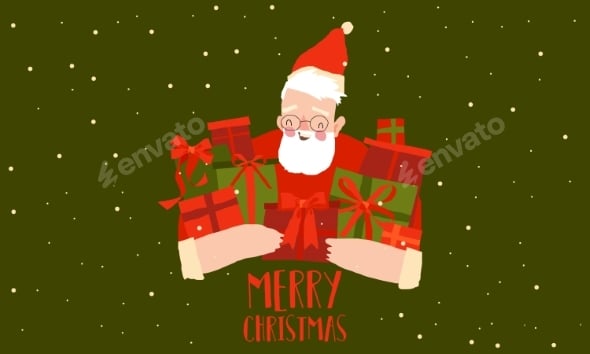 Santa Claus Holding Christmas Gifts