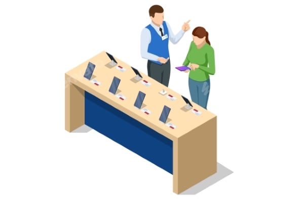 Isometric Illustration of a Sales Assistant