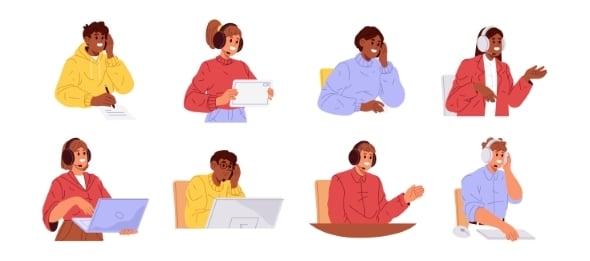 Customer Support Workers Set Call Center