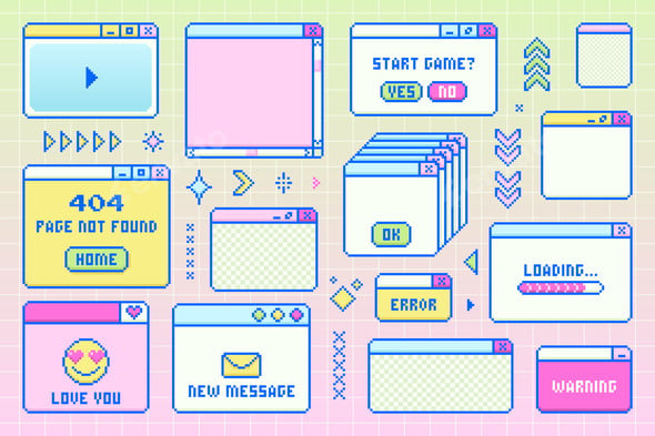 Retro Collection of Pixel Art Windows
