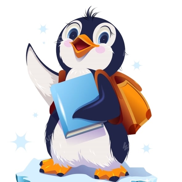 Back to School Bird Penguin Schoolboy with