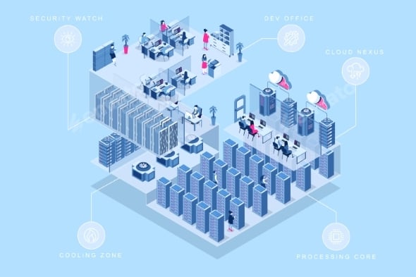 Data Center Isometric Concept