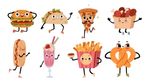 Kawaii Characters Street Food Mascots Set