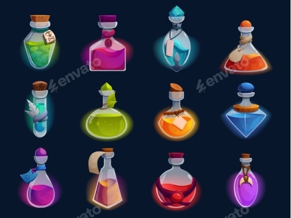 Cartoon Game Poison Bottles