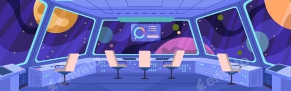Interior of Spaceship Window Cosmos View