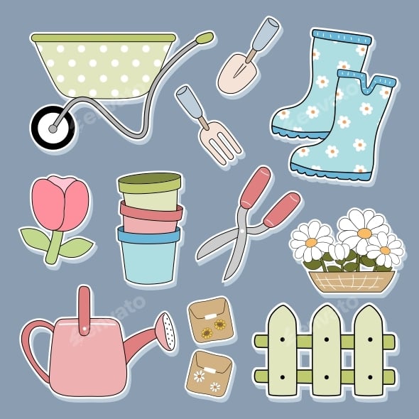 Various Colorful Spring Garden Icons