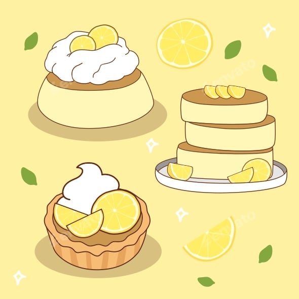 Pastel Yellow Lemon Dessert Collection