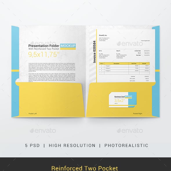 Reinforced Two Pocket Presentation Folder Mockup
