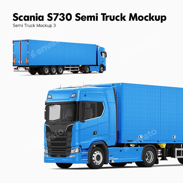 Scania S730 Semi Truck Mockup