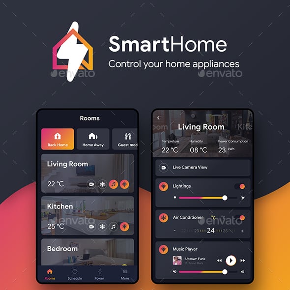 Smart Home App UI KIt| Iot App UI Kit| Home control App UI Kit| Home automation App UI Kit|SmartHome